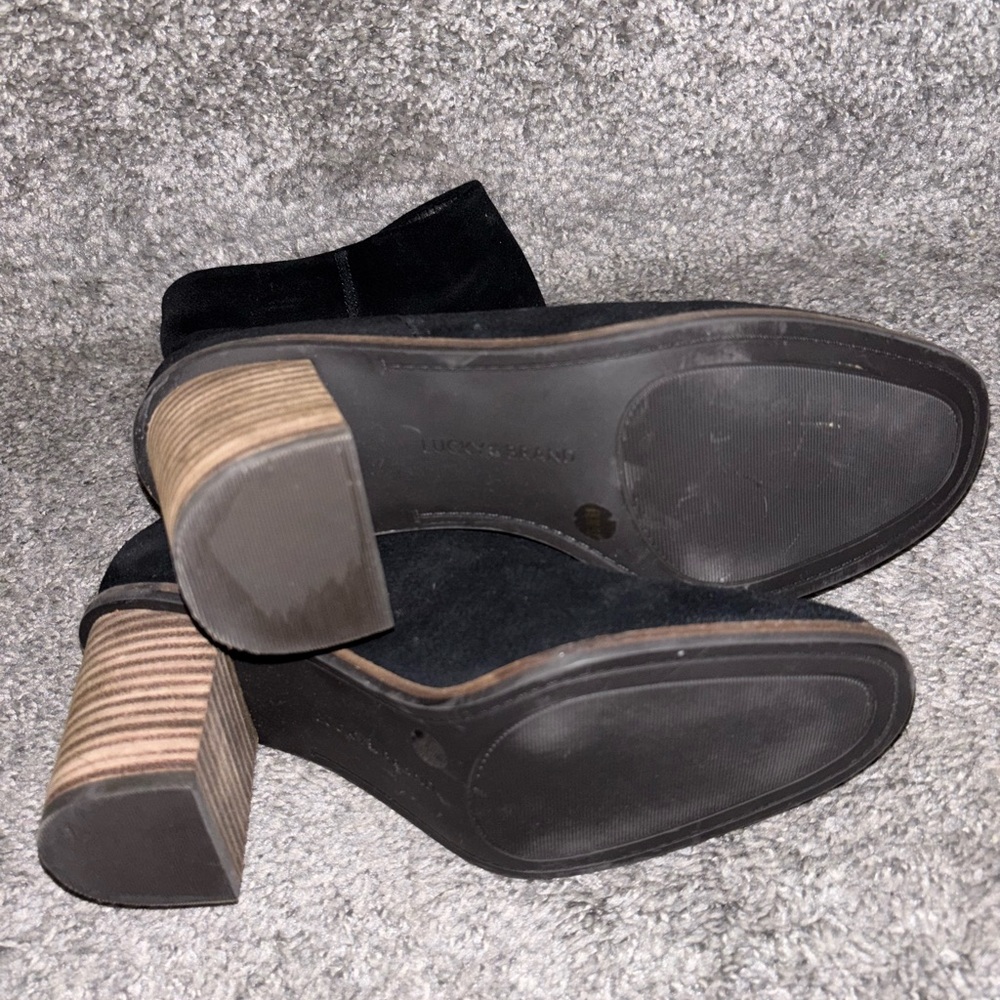 Lucky Brand Black Ankle Boots with Elastic Panels